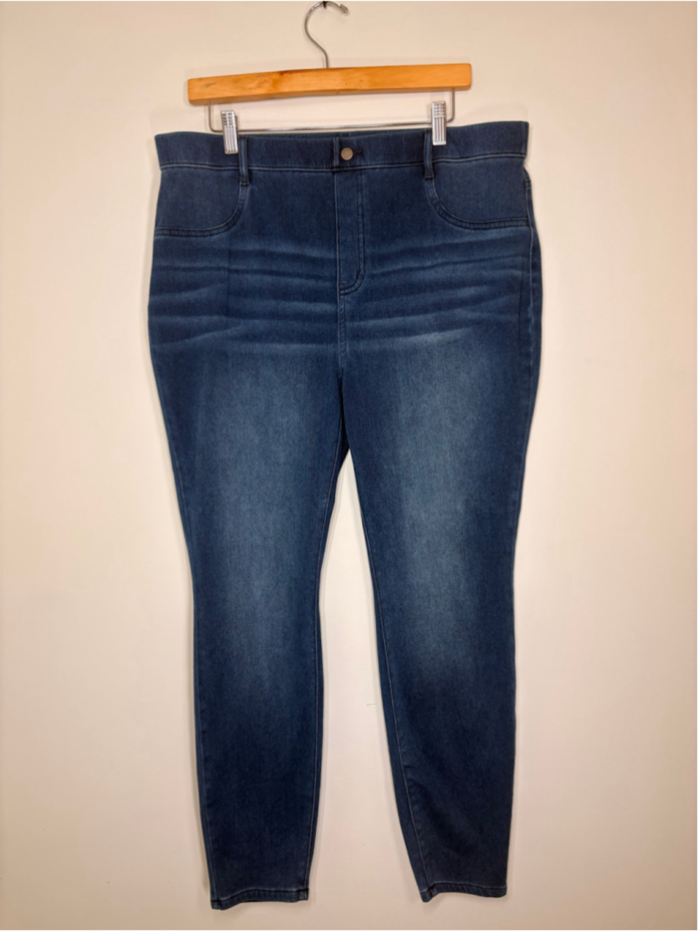Time & Tru Womens XXL 20 Pull On Skinny Jeans Stretch Blue Denim Plus Size